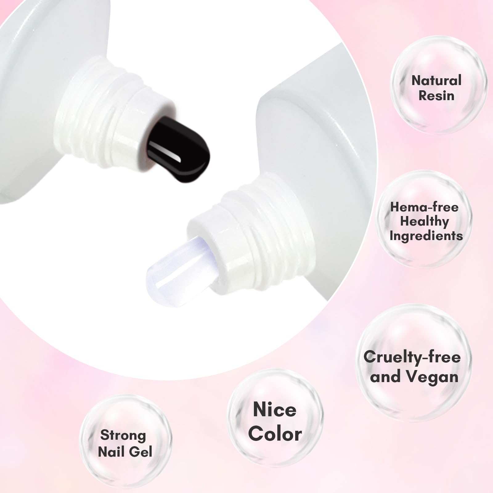 Black and Milky White Poly Nail Gel Set, 2PCs 50ML/Each