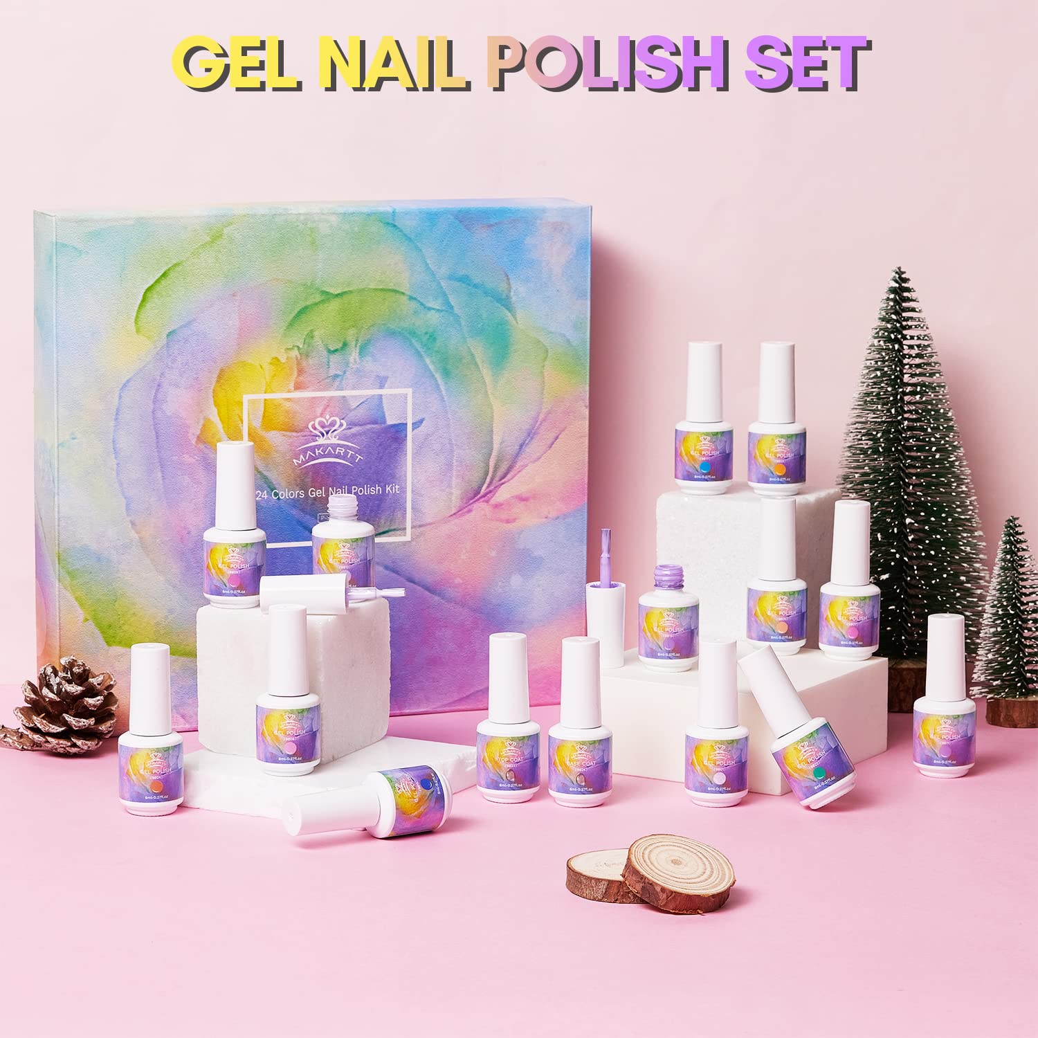 Mermaid Collections Gel Nail Polish with Base and Top Coat, 22 Colors Gel Polish Set (8ml/Each)