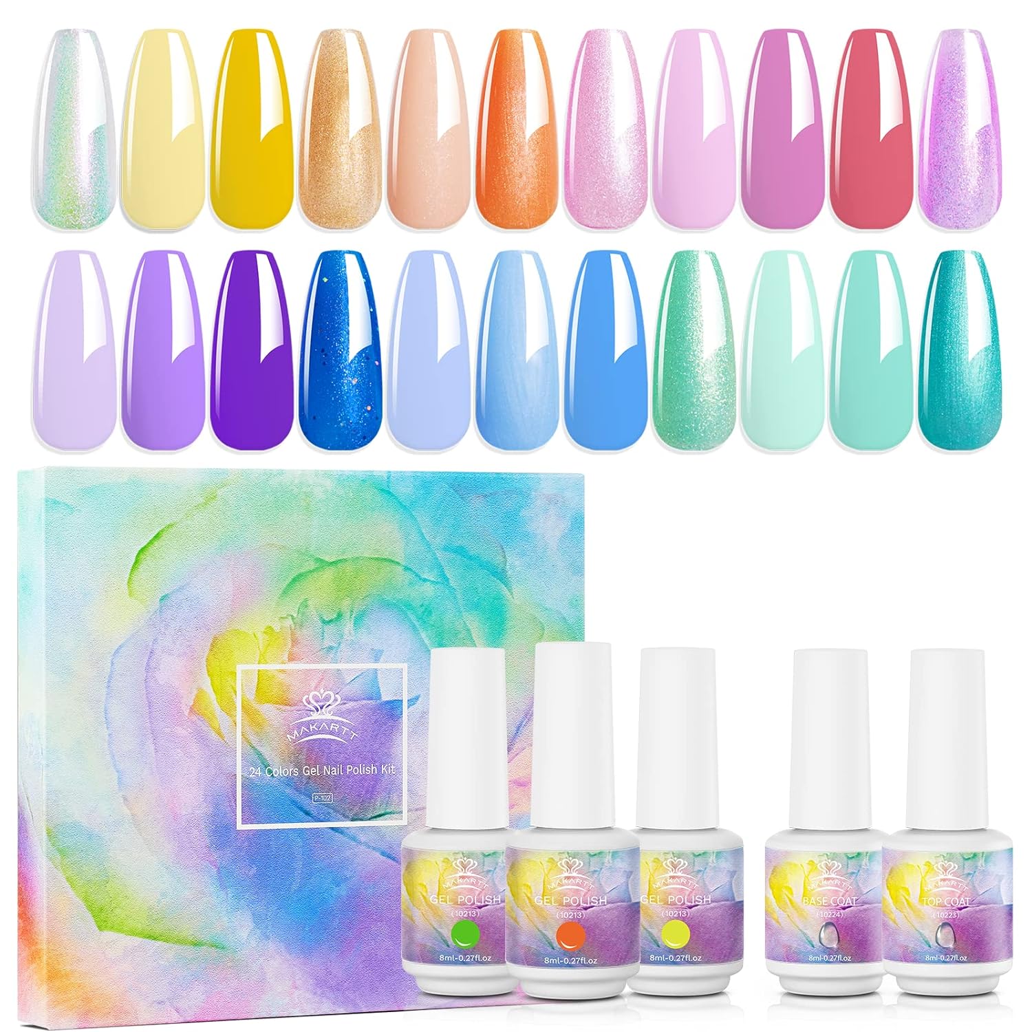 Mermaid Collections Gel Nail Polish with Base and Top Coat, 22 Colors Gel Polish Set (8ml/Each)