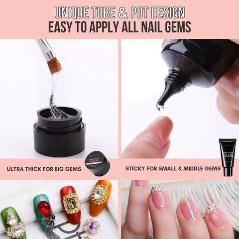 2 Pcs Nail Rhinestone Glue for Nails Gel Nail Glue for Rhinestones