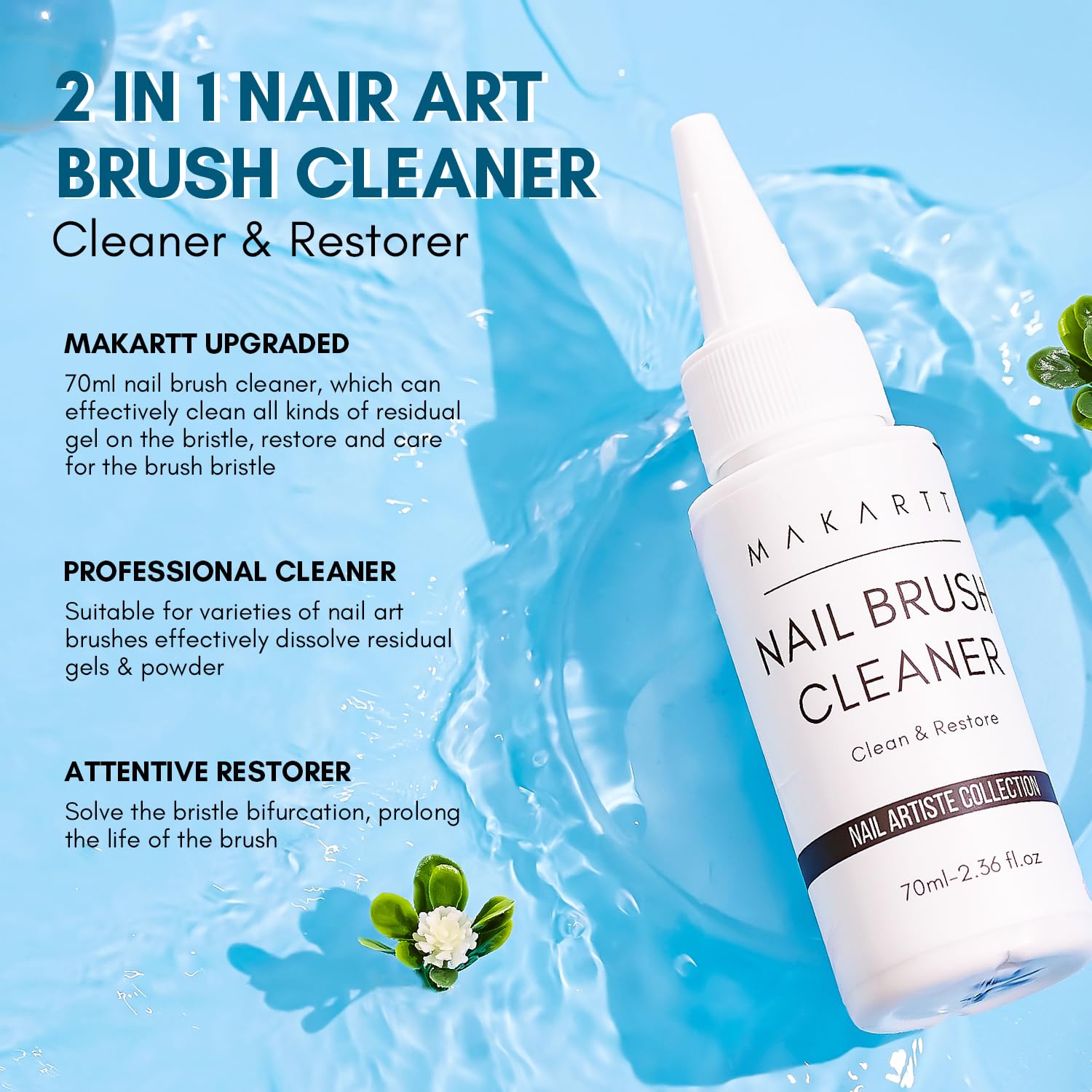 Nail Brushes Cleaner, Clean & Restorer Brush Bristles (70ml/2.36 fl.oz)