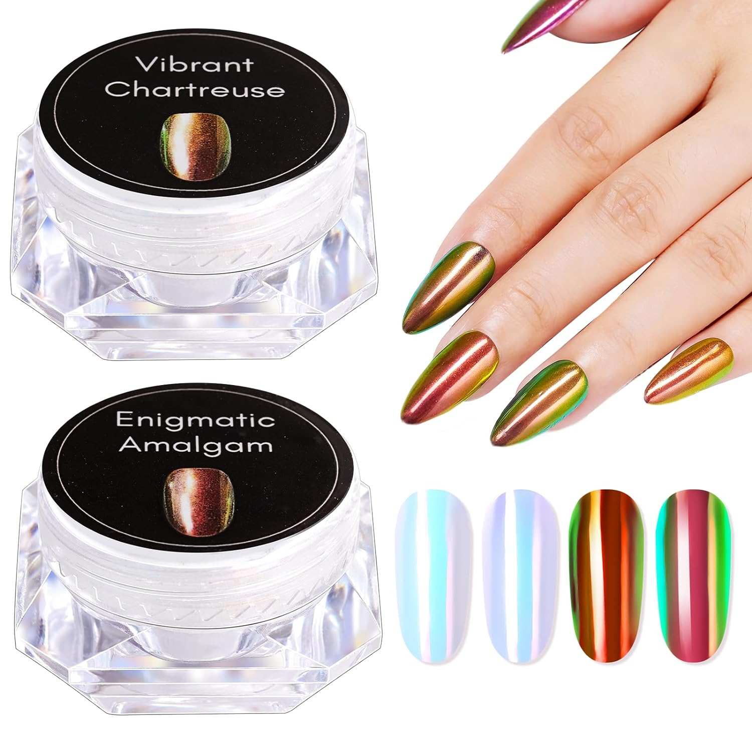 Artdone Chrome Nail Powder Metallic Mirror Effect Pigment Iridescent Aurora  Mermaid Pearl Glitter Dust Kit For Gel Polish Nail Art Decoration, Resin -  Imported Products from USA - iBhejo
