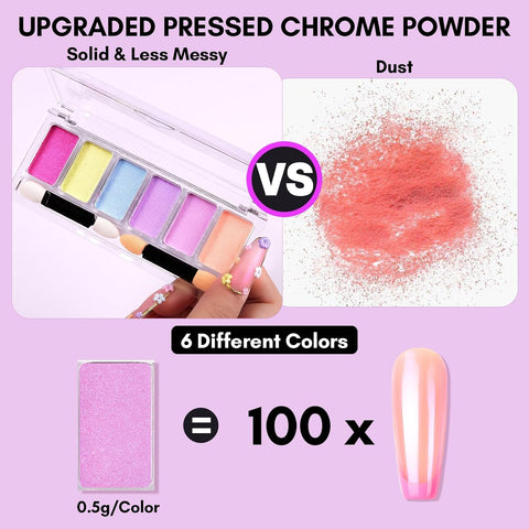Chrome Nail Powder Plate, 6 Colors Iridescent Effect – Makartt