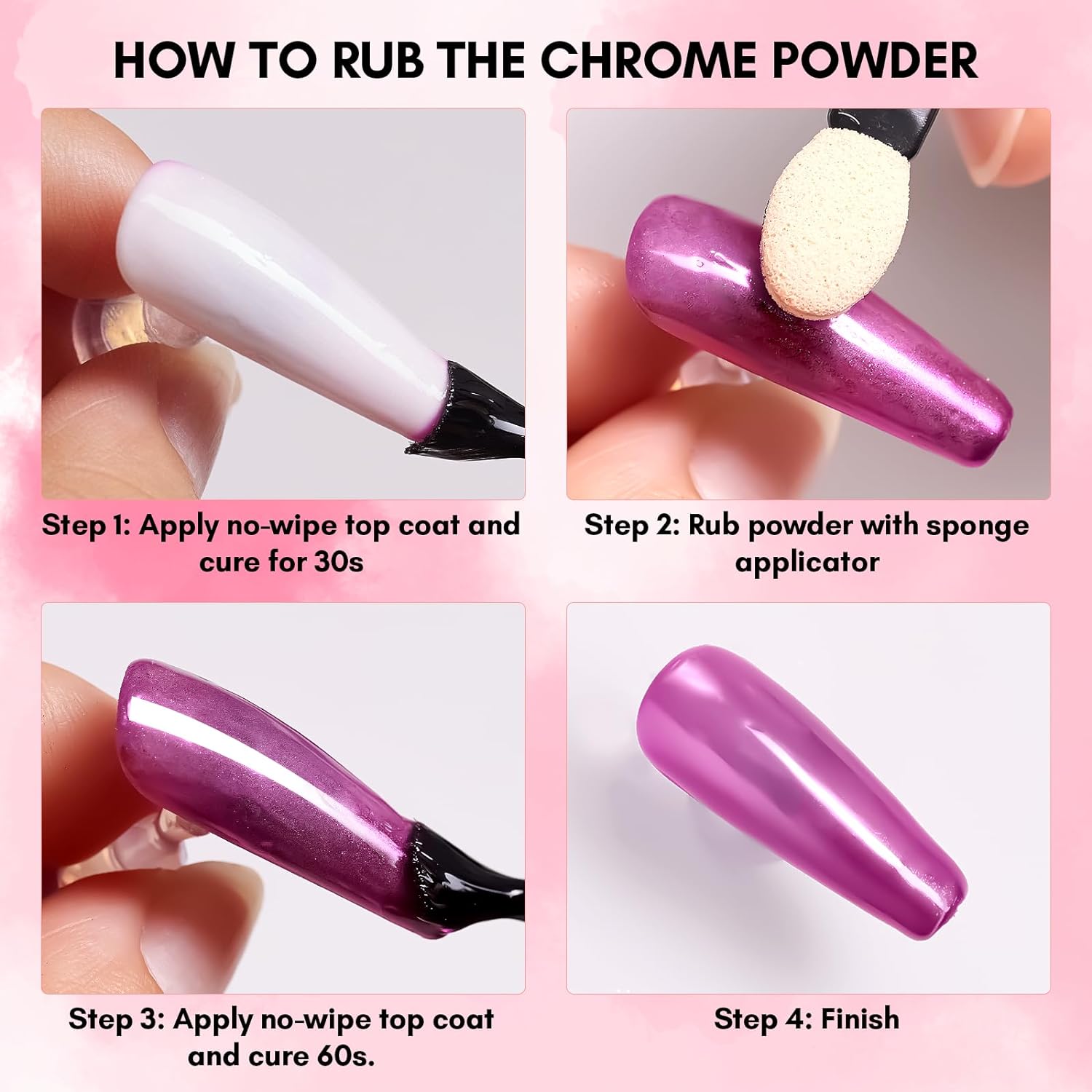 Chrome Nail Powder Kit, 10 Colors Metallic Mirror Effect