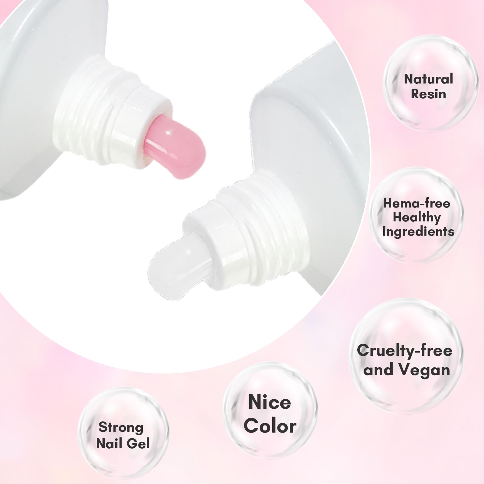 Clear and Pink Colors Poly Nail Gel Set, 2PCs 50ML/Each