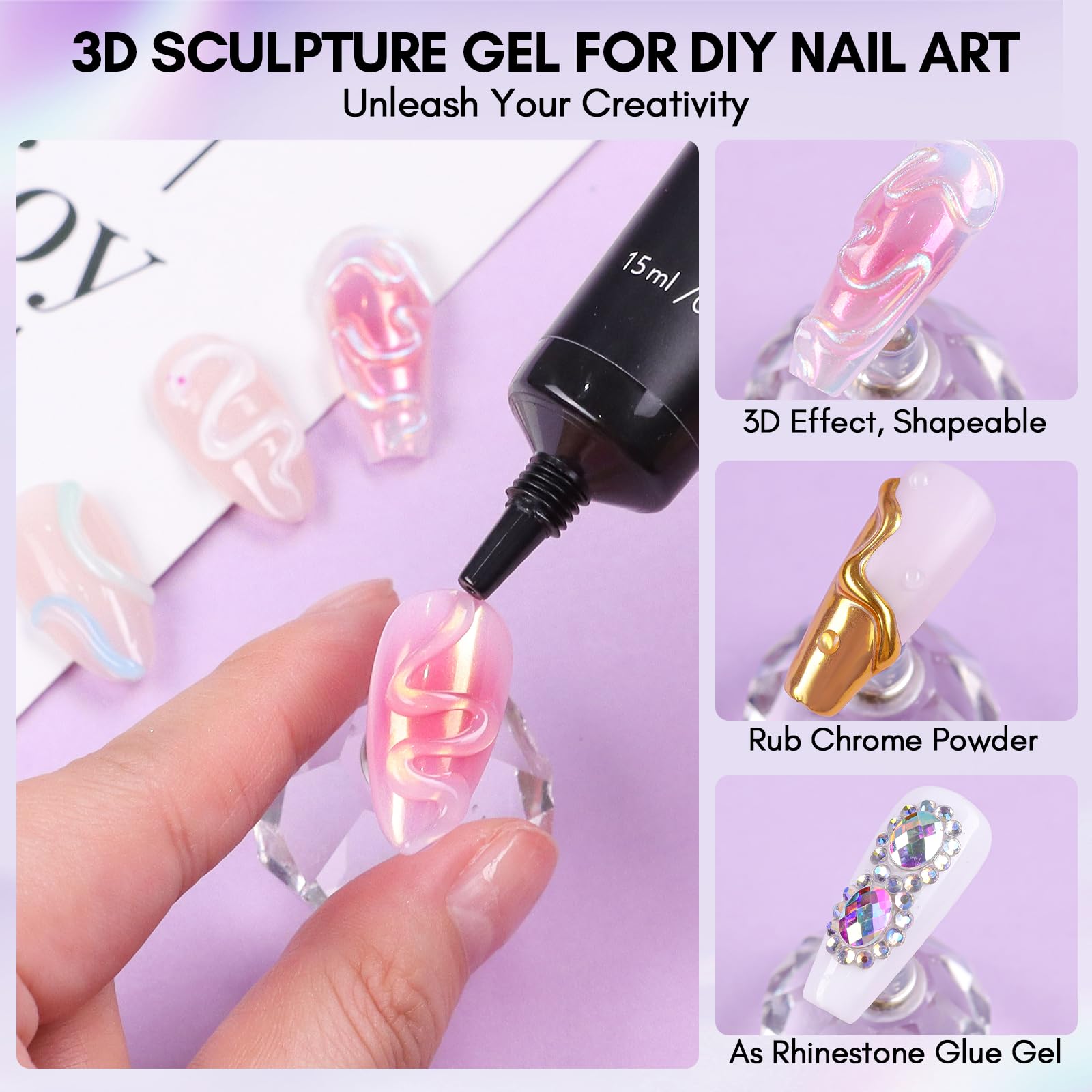 3D Nail Gel and Chrome Nail Powder Kit