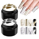 Chrome Metallic Mirror Painting Gel Set, Silver & Gold (8ml/ each)