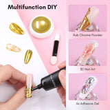 3D Nail Gel with Gold Chrome Nail Powder Kit Clear Molding Gel for Nail Art 15g Sculpting Glue Polish