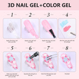 3D Nail Gel with Metal Chrome Nail Powder Kit Clear Molding Gel for Nail Art 15g Sculpting Glue Polish