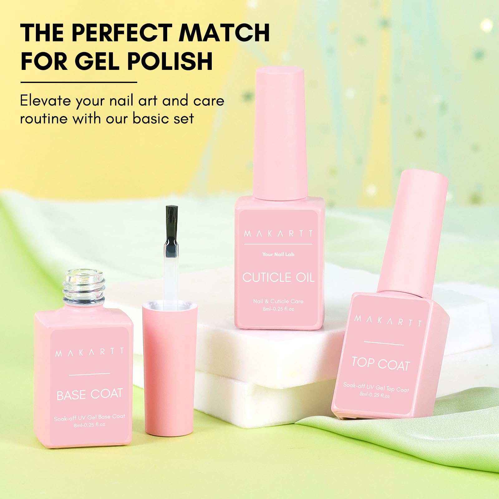 Gel Top and Base Coat with Cuticle Oil Set (8ml/each)