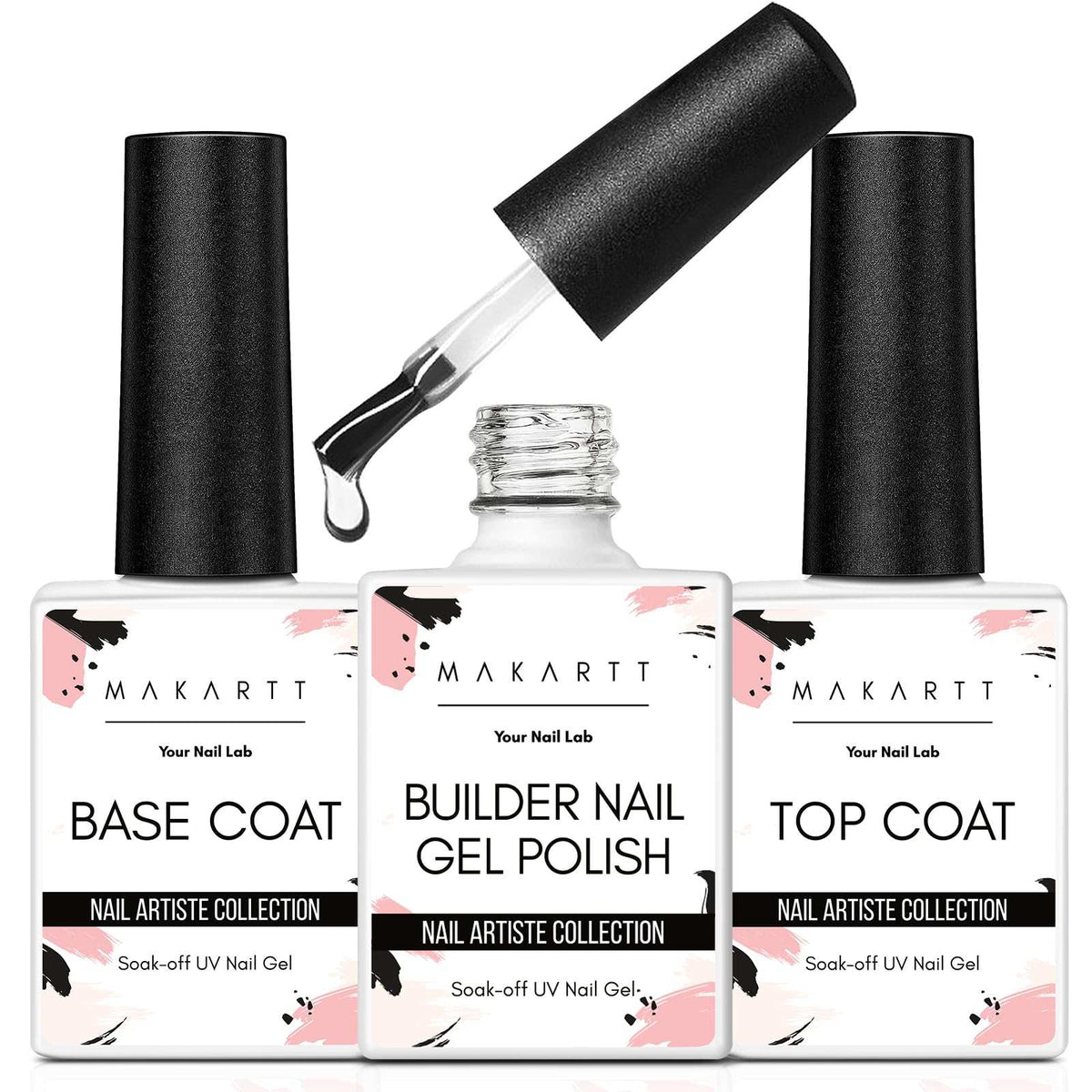 Builder Nail Gel with Base Top Coat Set (8ml x 3 pcs)