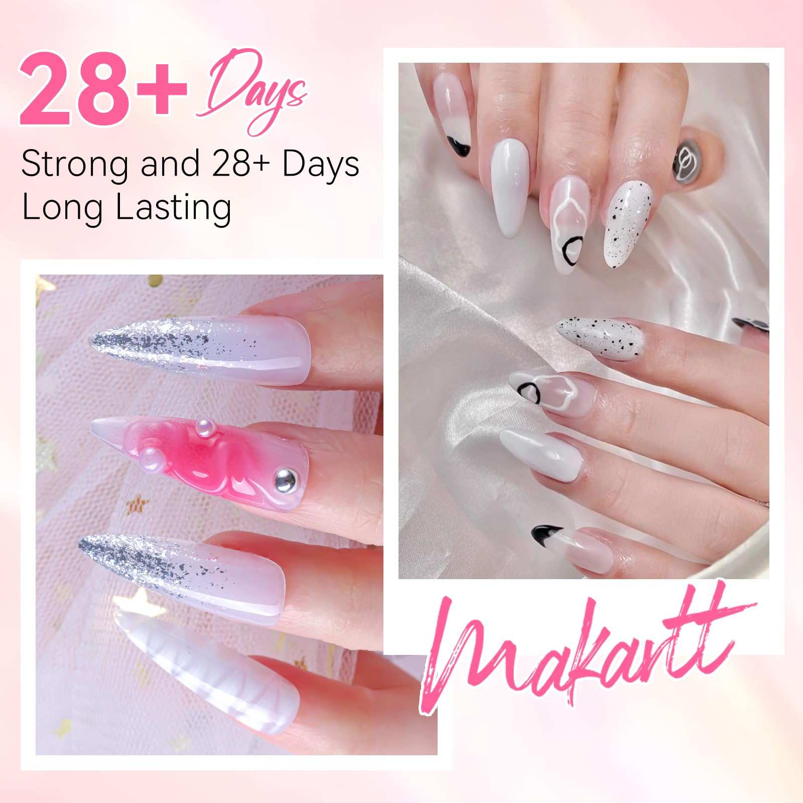 Poly Gel Nail Set Pink Nude Color Collection Neutral Classic Polygel