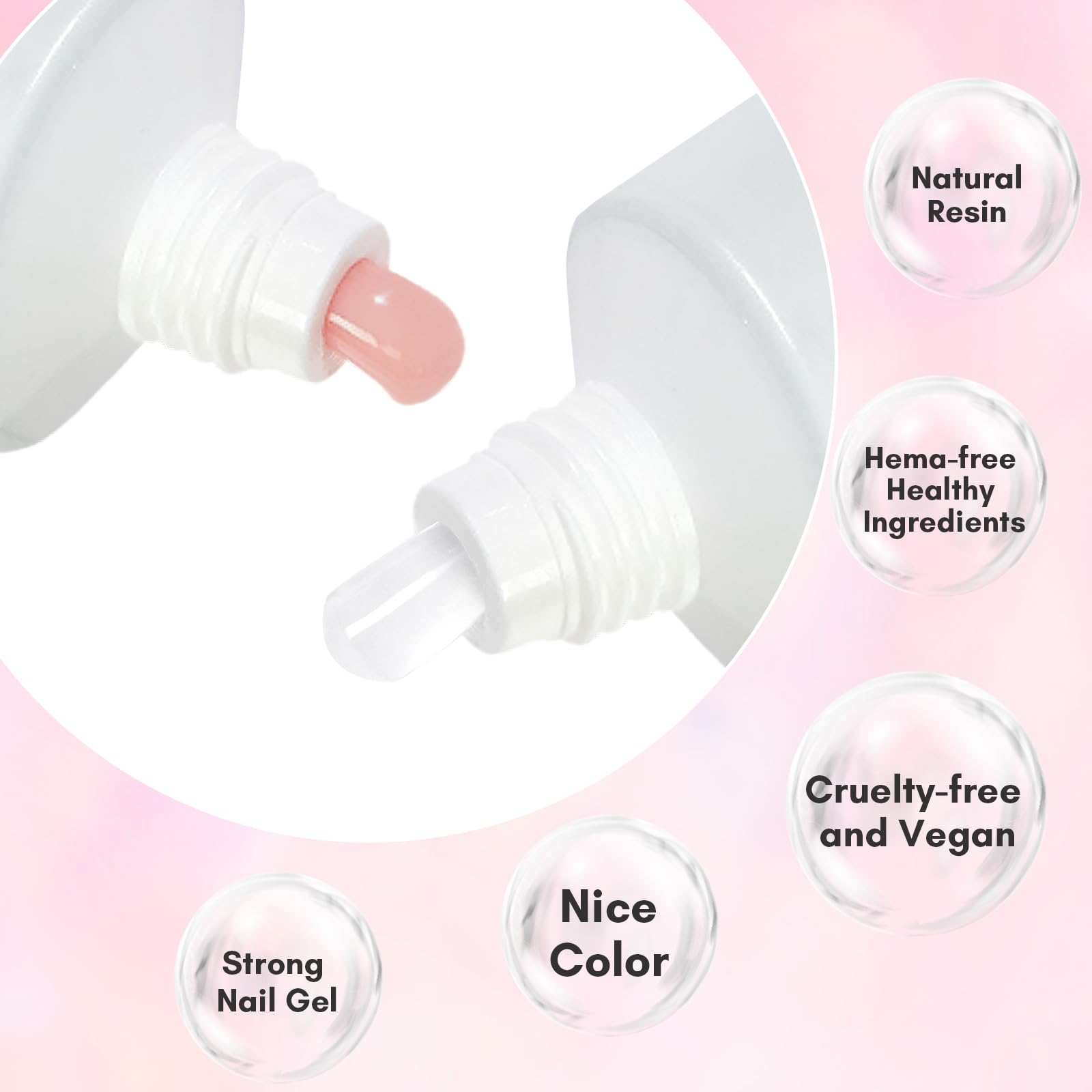 Clear and Cheeky Pink Poly Nail Gel Set, 2PCs 50ML/Each