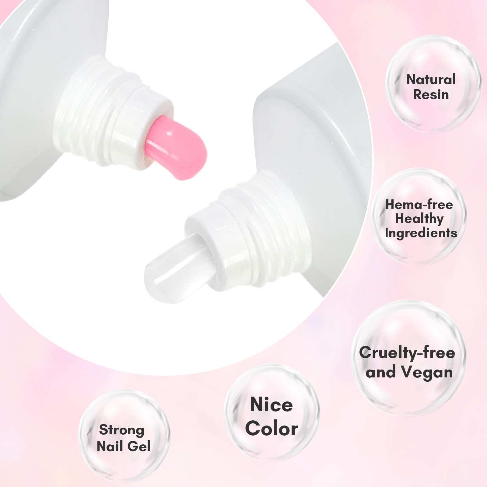 Clear and Peach Pink Poly Nail Gel Set, 2PCs 50ML/Each