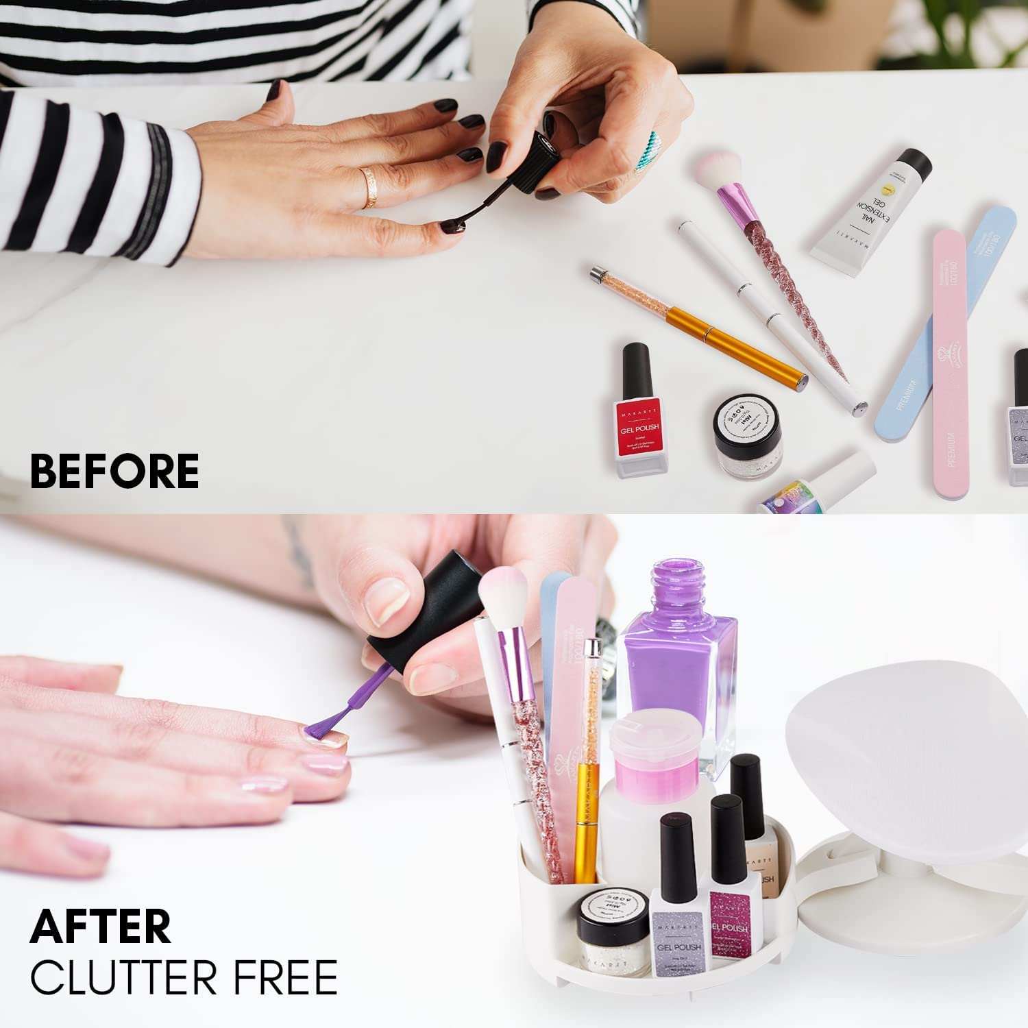 MakarttNail Stand Hand Rest for Nails Manicure
 ✔️Multi-angle Hand, Foot &amp; Nail Tools: Nail polish holder can be easily moved to different directions adjust the nail polish the angle. With the slots inside G