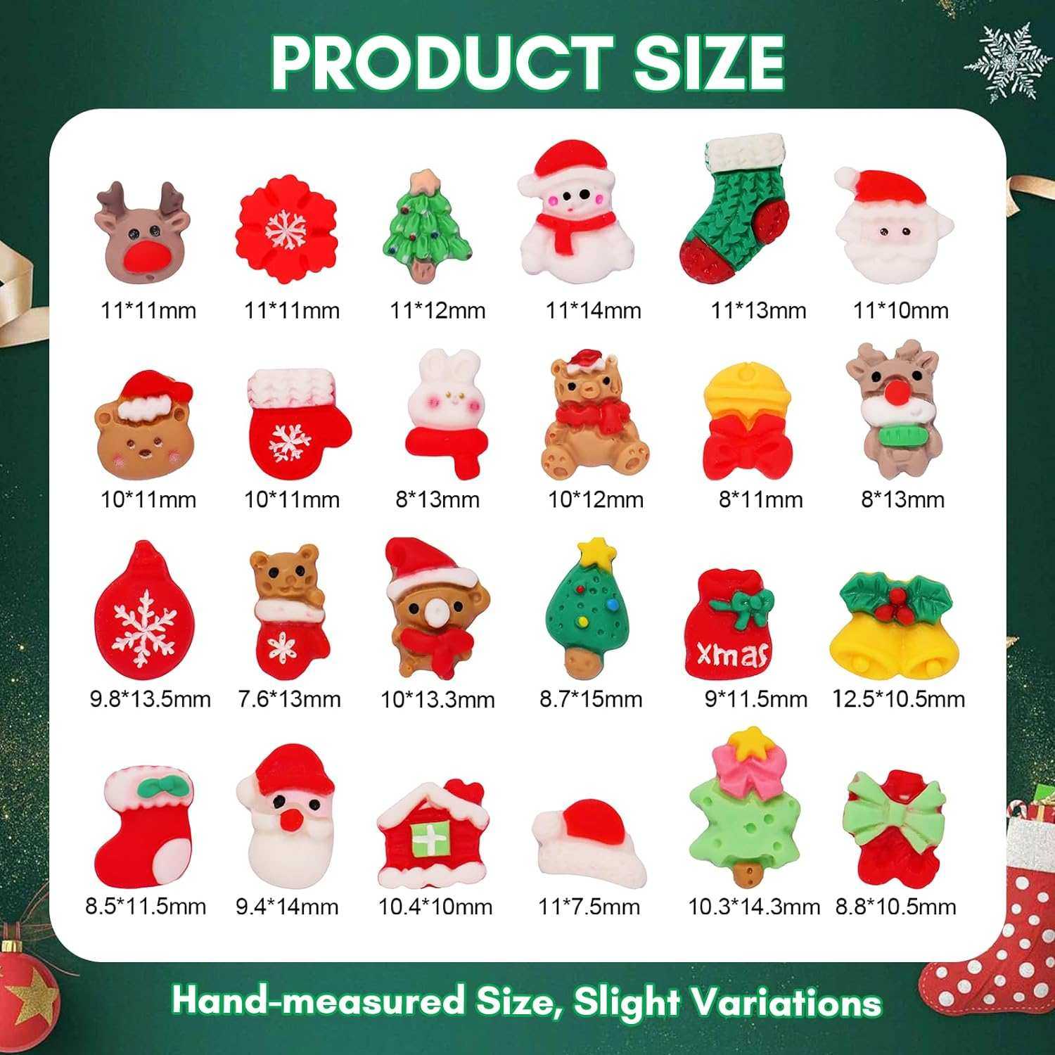 Christmas Decorations Gift Set 48pcs 3D Nail Charms Art Gems Cartoon Santa Claus 3D Nail Accessories