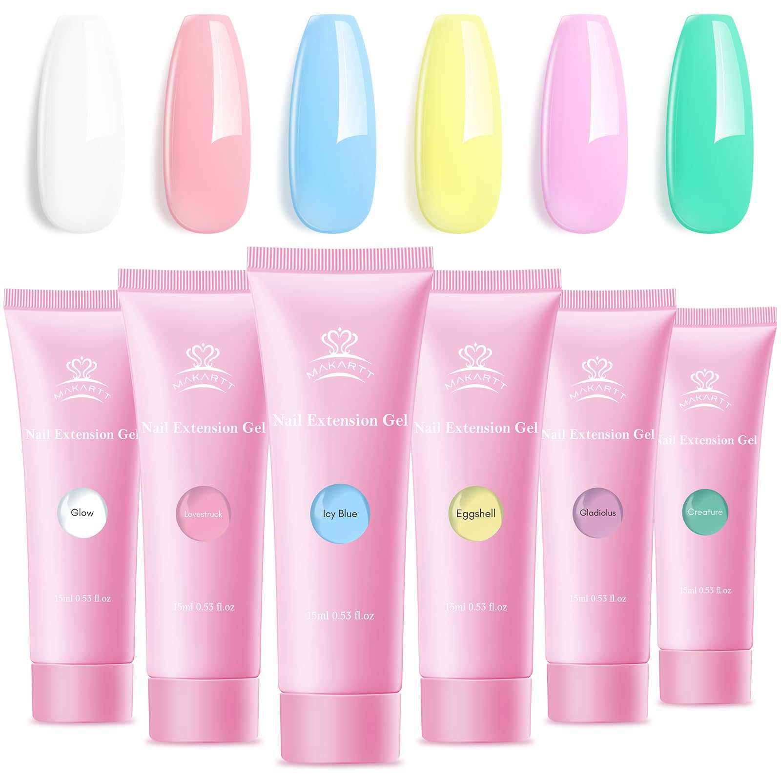 Poly Gel Nail Set Clear Pastel Color Collection Neutral Classic Polygel