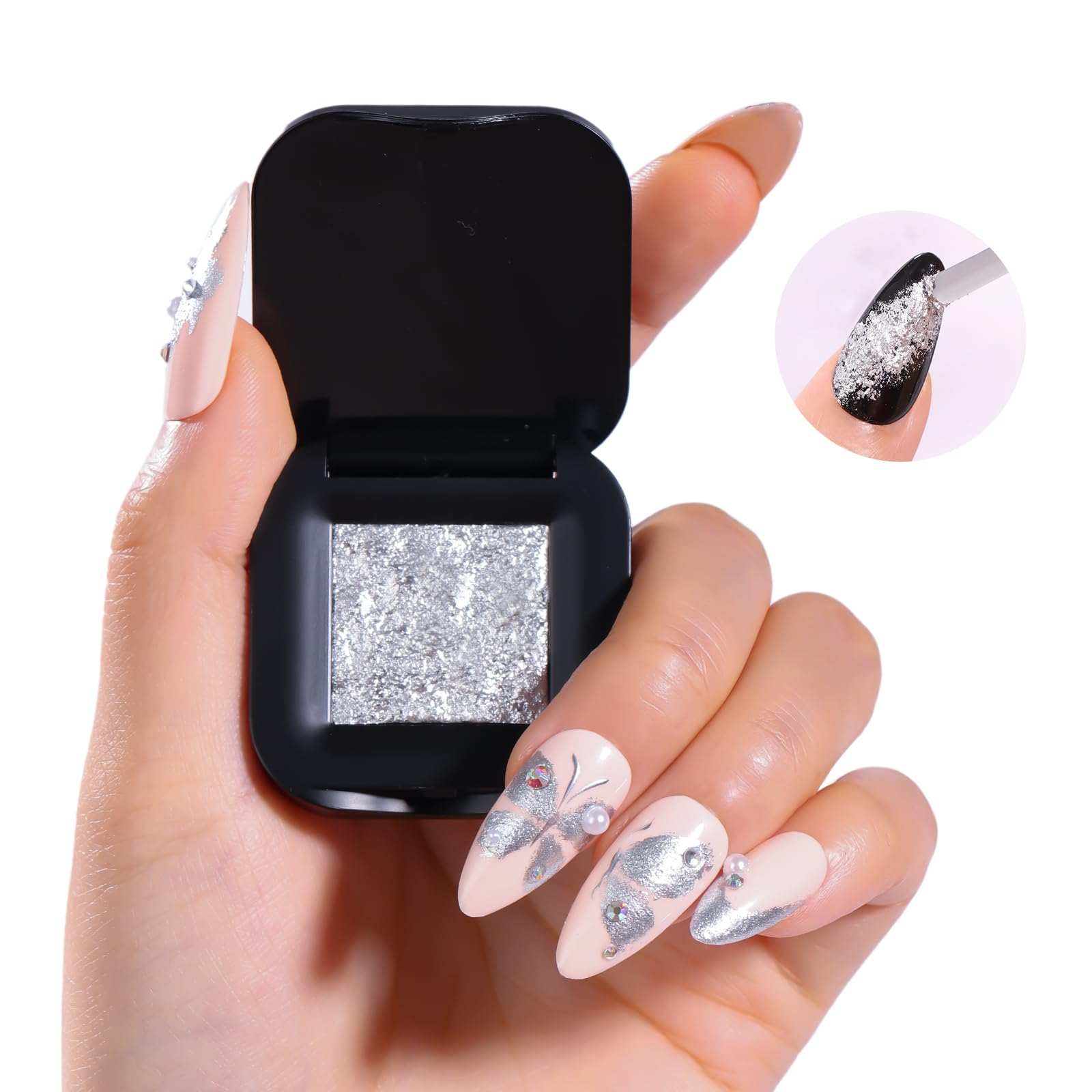 Silver Fairy Aurora Powder No Wipe UV Sculpting Gel for Nail Art, 5g