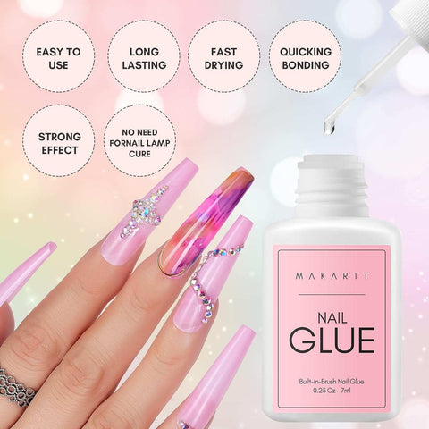 Makartt Nail Rhinestone Glue for Nails, Super Strong Gel Nail Glue