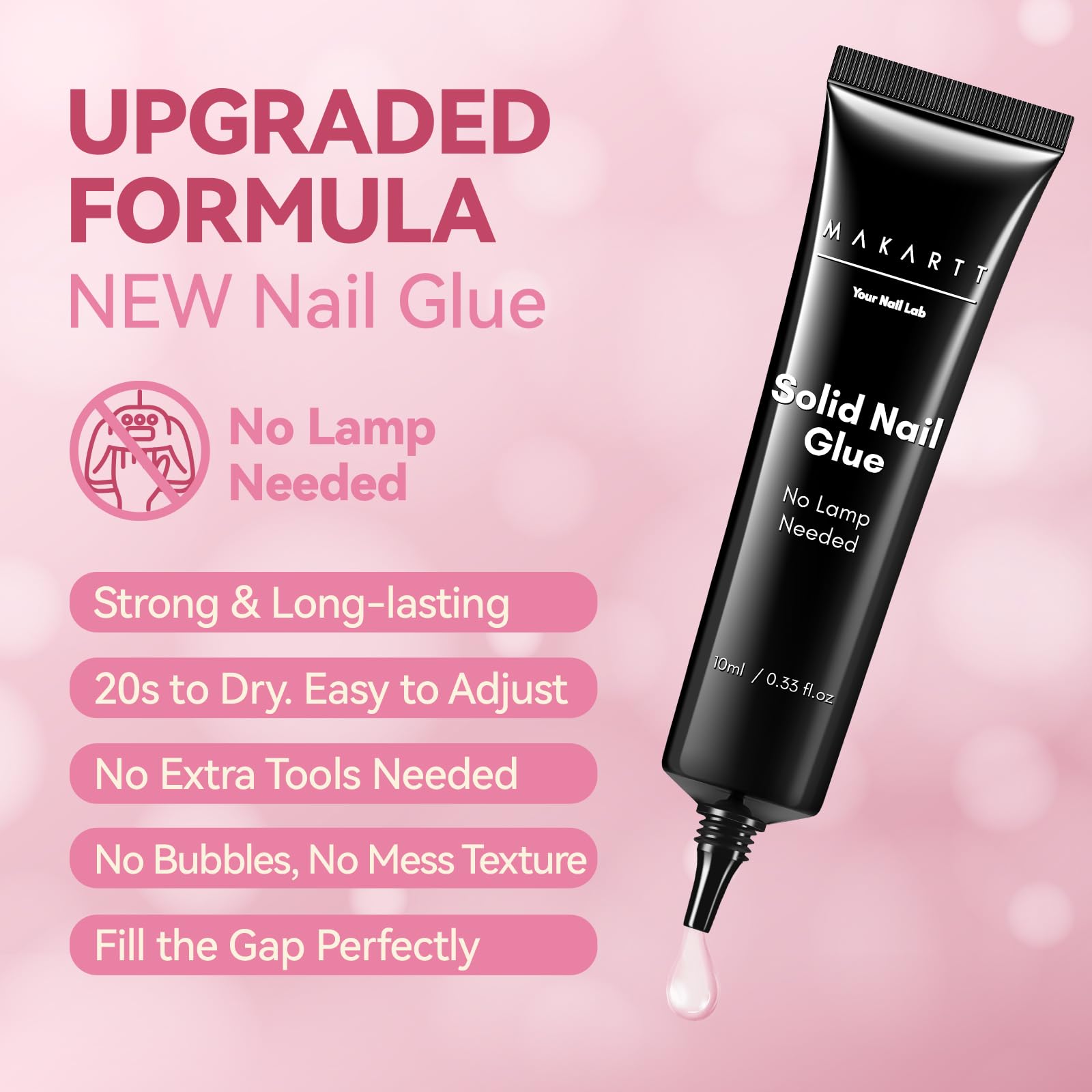 Makartt New Super Strong Nail Glue for Press On Nails: No Uv/Led Lamp Needed, Quick Drying 20s, Long-Lasting Semi Solid Gel Fake Tips Adhesion,Updated Formula DIY Home Salon Manicure Pedicure 10ml