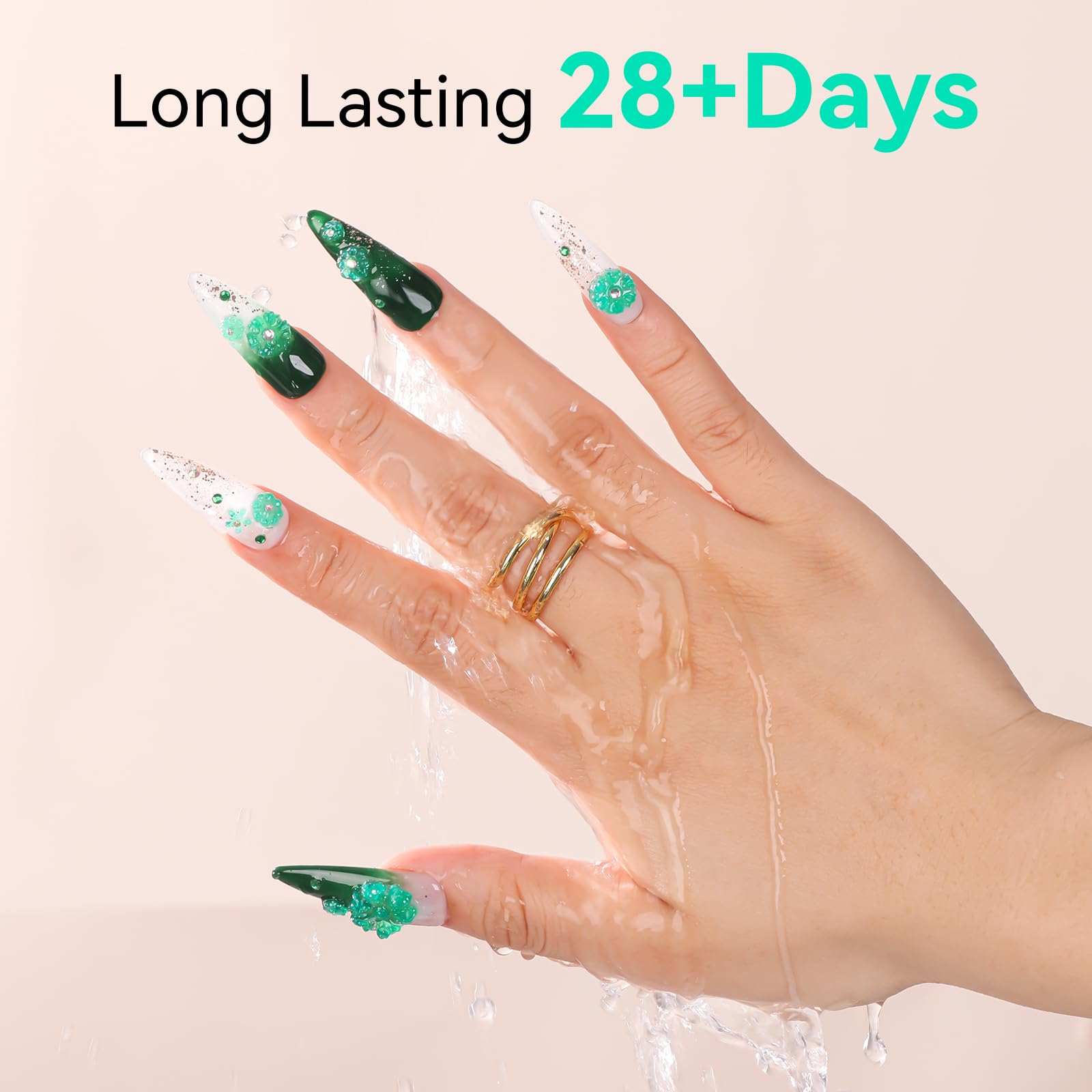 Makartt 3D Gel Nail Art- 3D Nail Gel Sculpting Gel for Nail Designs 15ml 3 in 1 No Wipe Polish for Drawing Carving Nails Molding Gels for Nail Decoration Charms- Tinsel Green