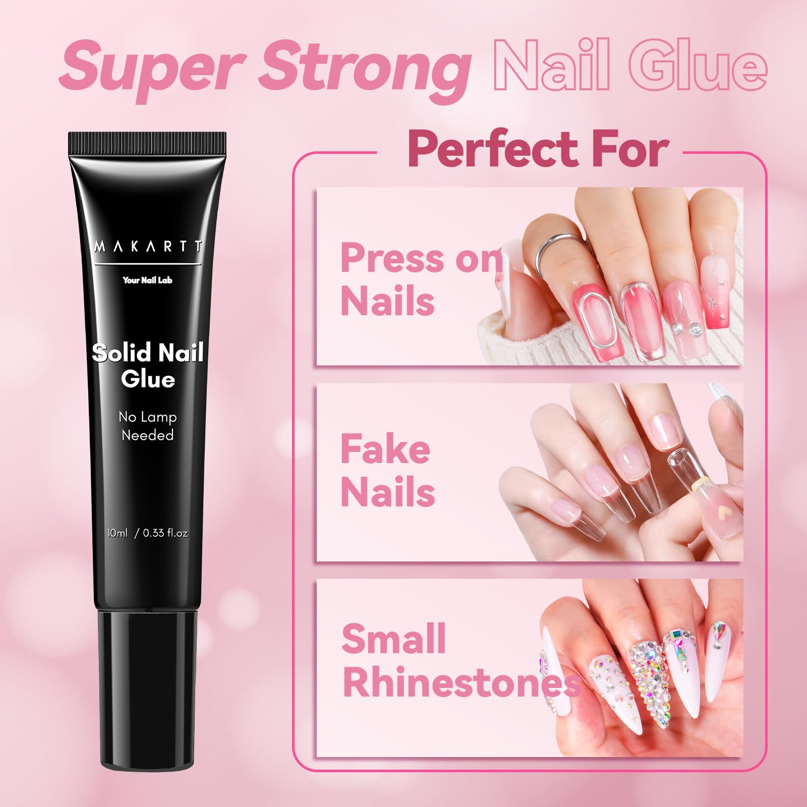 Makartt New Super Strong Nail Glue for Press On Nails: No Uv/Led Lamp Needed, Quick Drying 20s, Long-Lasting Semi Solid Gel Fake Tips Adhesion,Updated Formula DIY Home Salon Manicure Pedicure 10ml