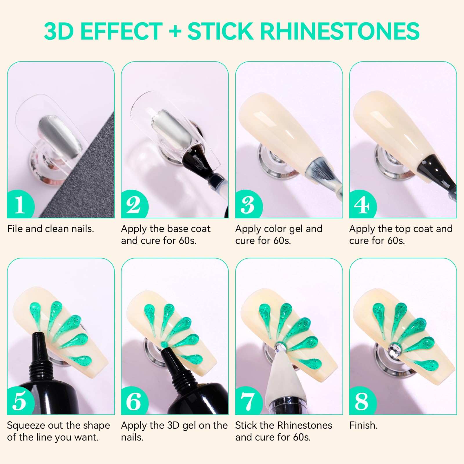 Makartt 3D Gel Nail Art- 3D Nail Gel Sculpting Gel for Nail Designs 15ml 3 in 1 No Wipe Polish for Drawing Carving Nails Molding Gels for Nail Decoration Charms- Tinsel Green