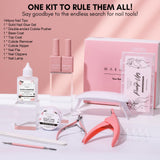 Solid Nail Glue and Nail Tips Kit Almond & Coffin Pre-buffed Fake Nails Set