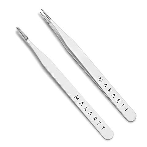 Makartt Straight Nail Tweezers Probe Tips Metal Precision Tweezers for Nail  Art Picking