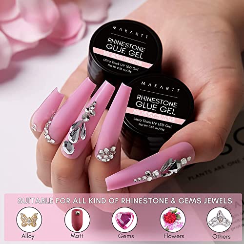 Super Strong Nail Glue with Nail Brush, Manicure Nail Glue for 3D Stones Nail Decorations Charms