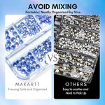 MakarttMulti-Size Rhinestones Nail CharmsBrand: MakarttFeatures: 
Sparkling rhinestones - Flat-back rhinestones come in 6 different sizes, totaling about 1110 pcs. Each size is divided into 2 grids: 1.5 mm 
