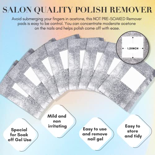 Nail Polish Remover Foil Wraps, Lint Free Nail Wipes Cotton Pads