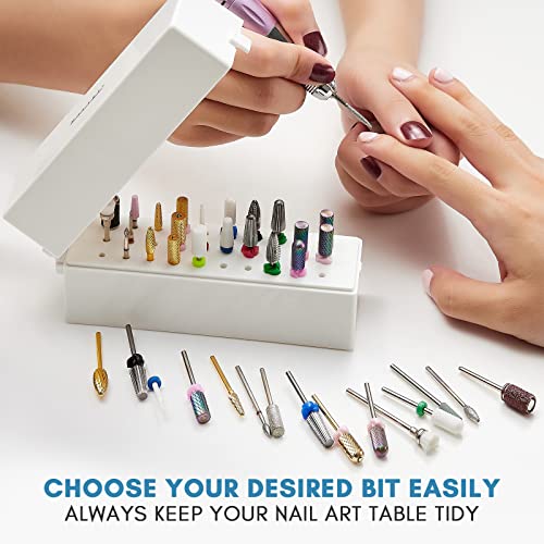 MakarttDrill Bit Organizers Case for Storing Nail Drill Bits (Not Inlcude Drill Bits)include 30 holes - can be used to store many nail drill bits, such as 3/32'' carbide drill bits, ceramic nail file bit.

Acrylic cover - dus