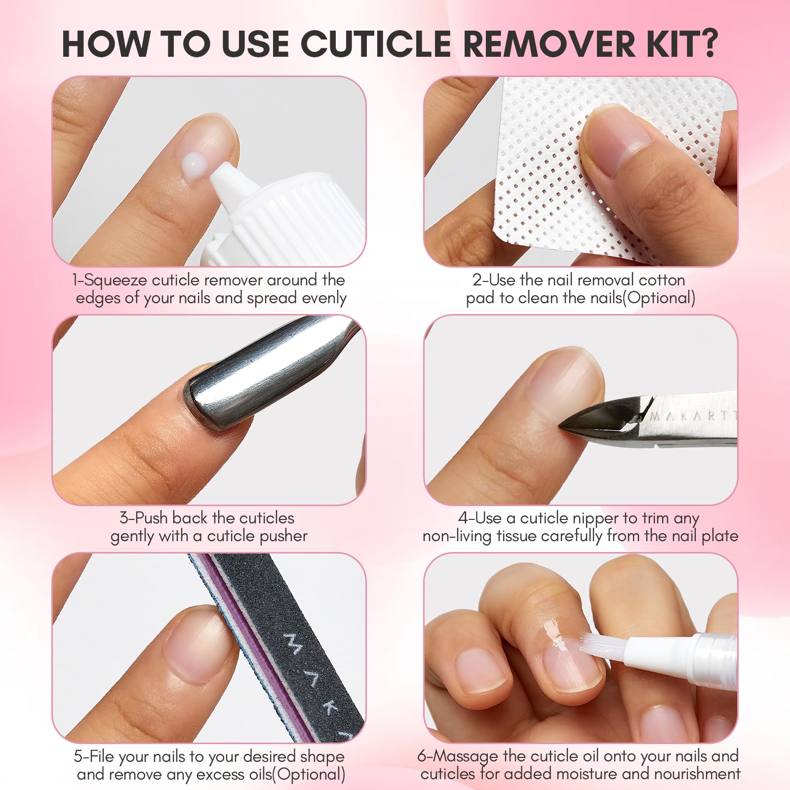 Cuticle Remover Kit, Nail Care Tool Kit for Cuticle Softener & Moisturize