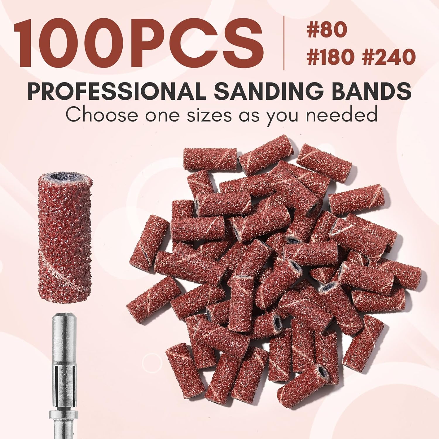Sanding Bands for Nail Drill #80#150#240 Grits 300Pcs