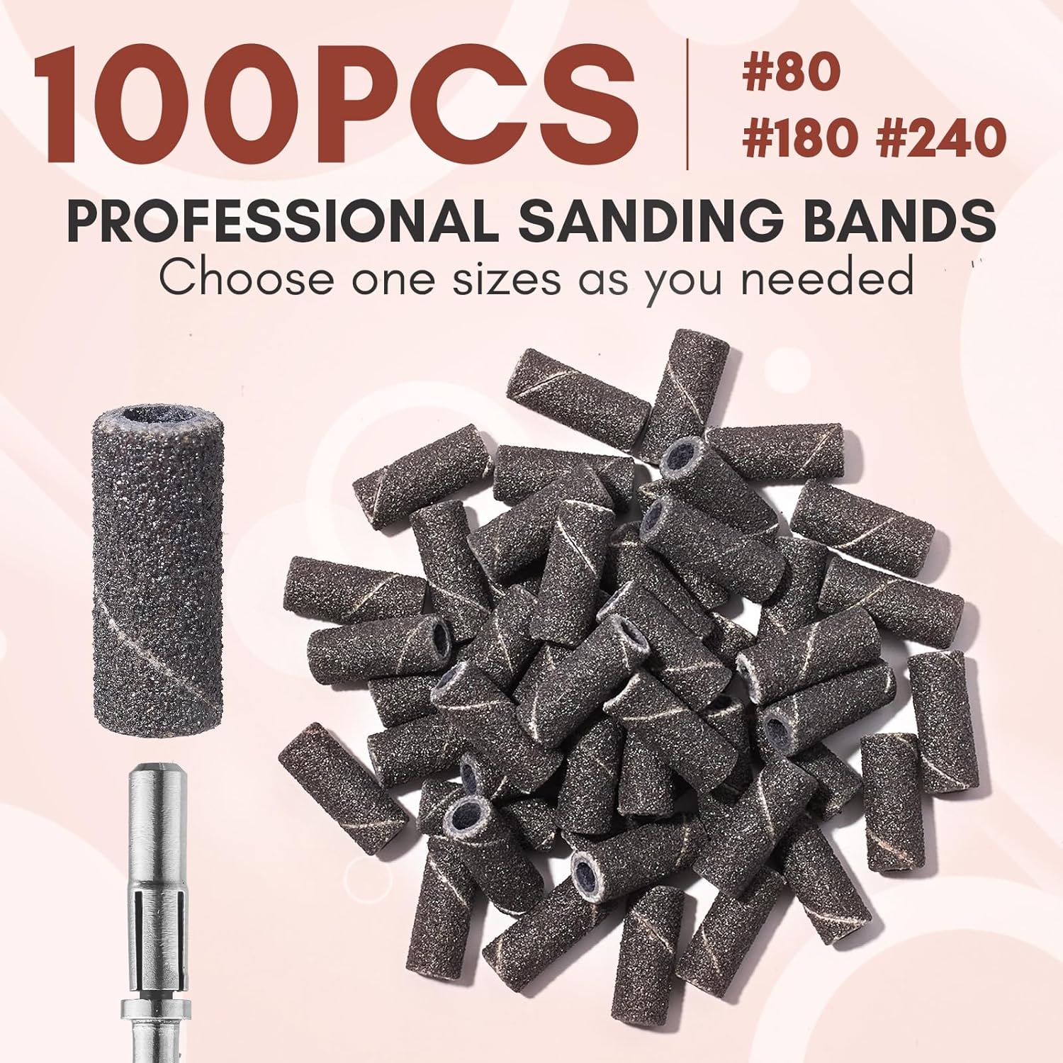 Sanding Bands for Nail Drill #80#150#240 Grits 300Pcs